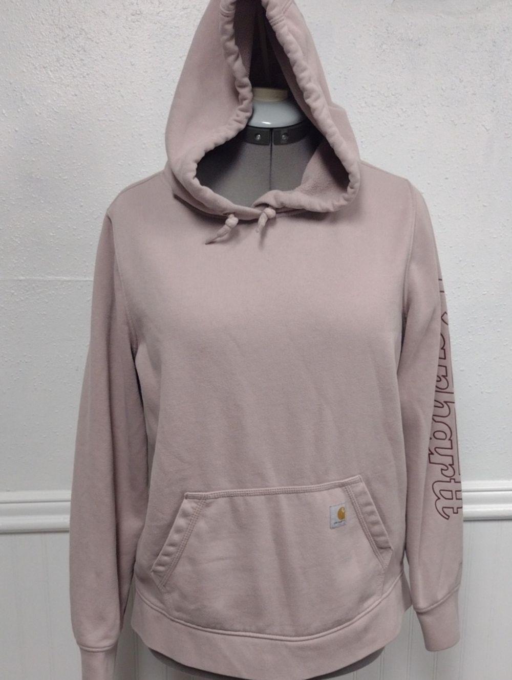Carhartt Pink Hooded Sweatshirt with Sleeve Logo